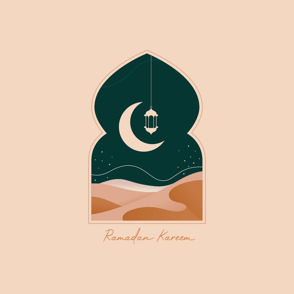 Ramadan Mubarak greeting cards with retro boho design vector