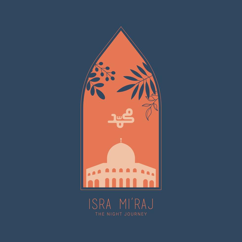 Simple Background of Isra Miraj Ceremony with retro boho design vector