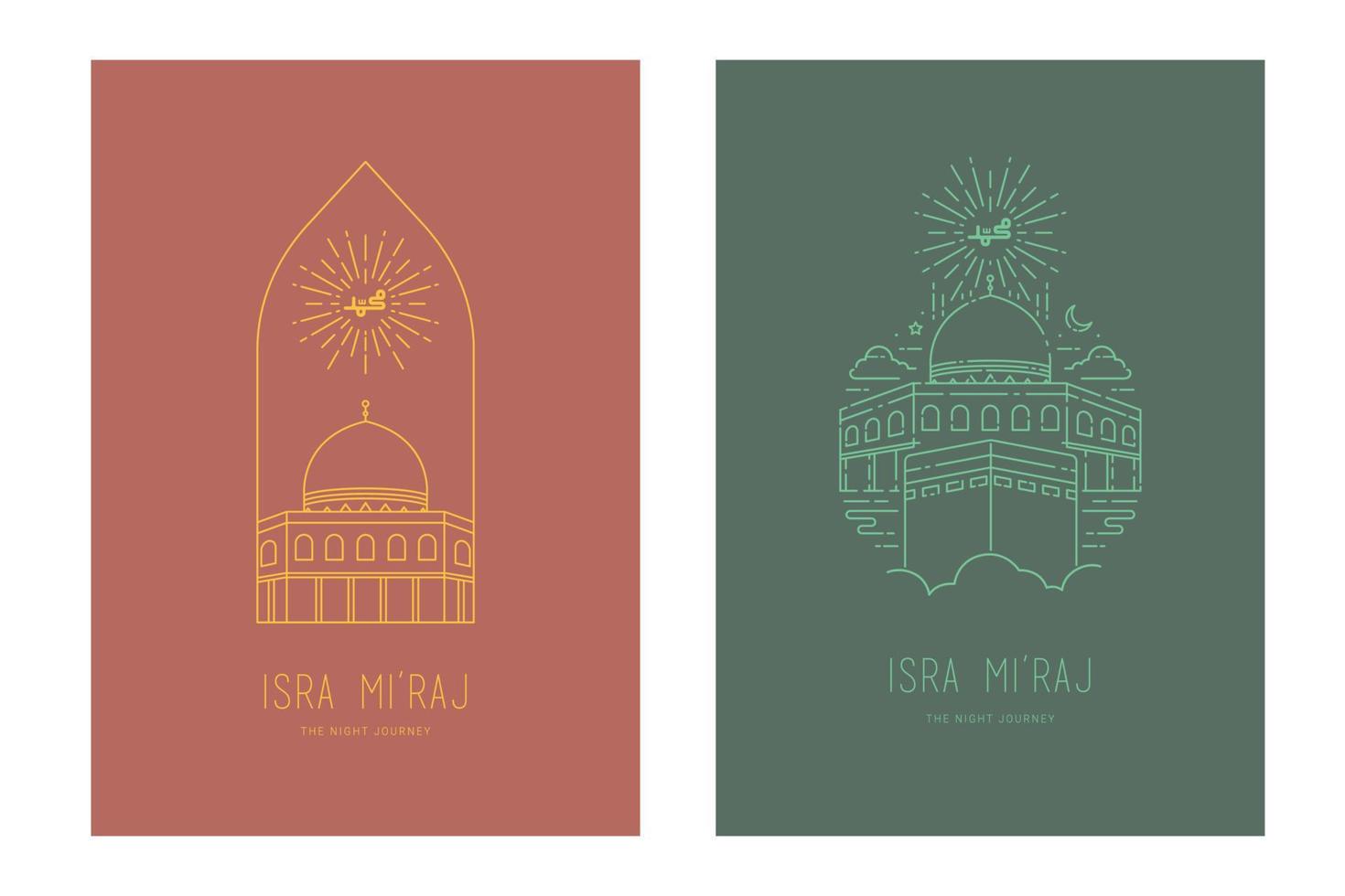 Simple Background of Isra Miraj Ceremony with retro boho design vector
