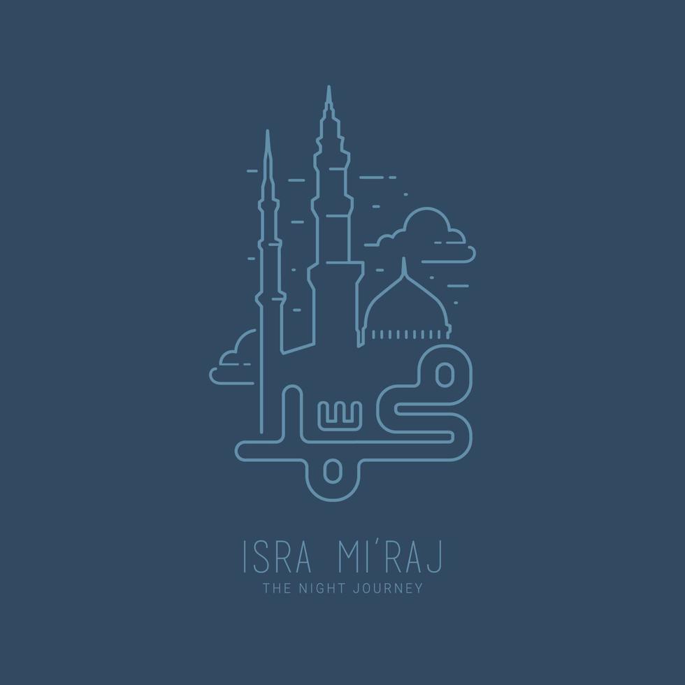 Simple Background of Isra Miraj Ceremony with retro boho design vector