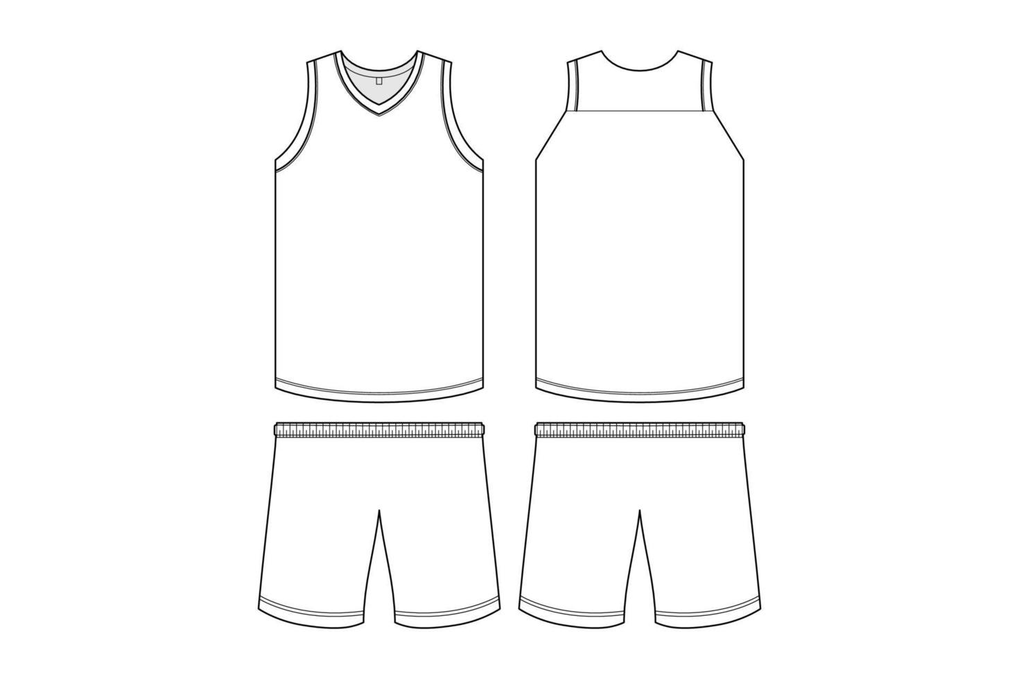 arte de línea vectorial de maqueta de camiseta de baloncesto vector