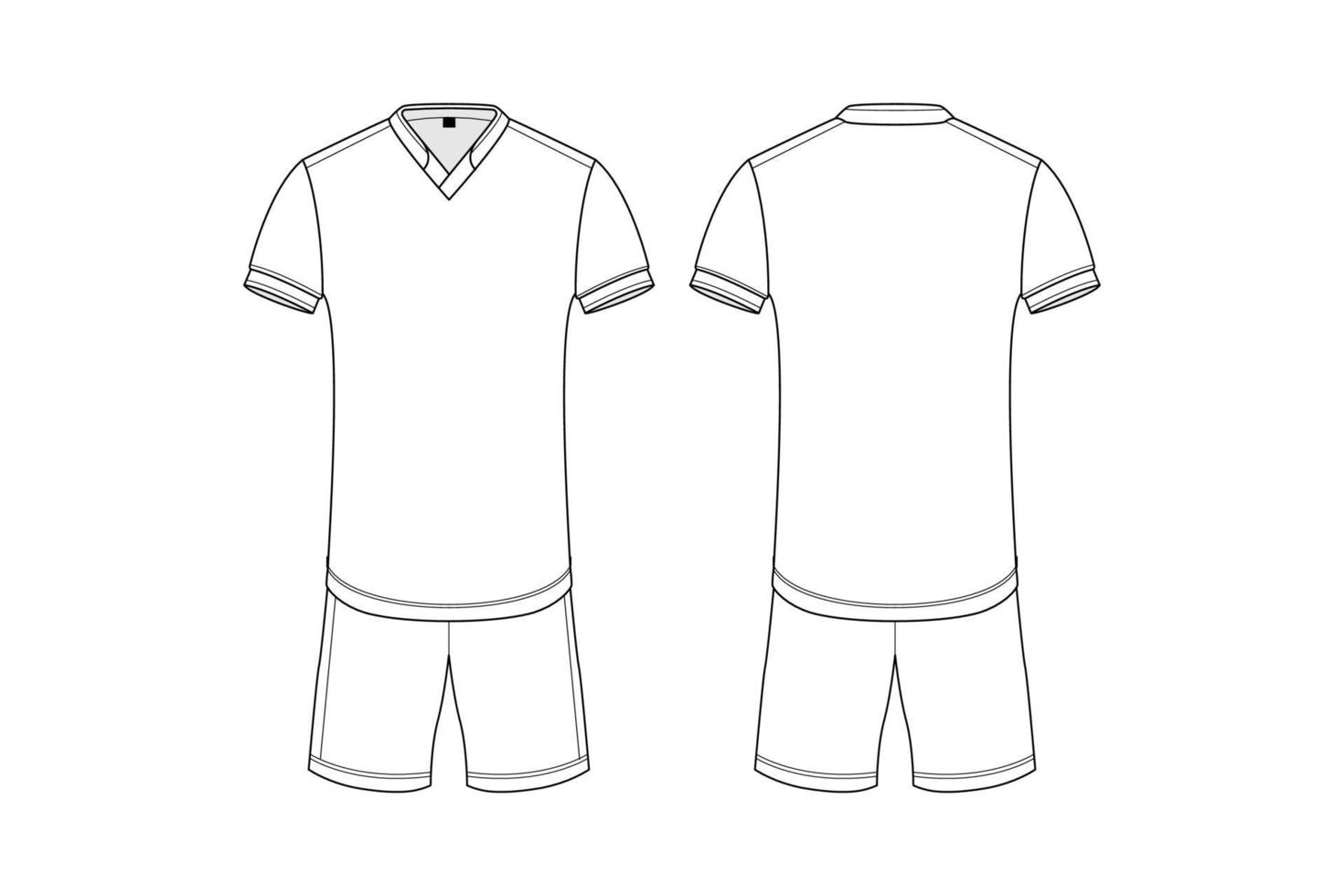 arte de línea de vector de maqueta de camiseta de fútbol