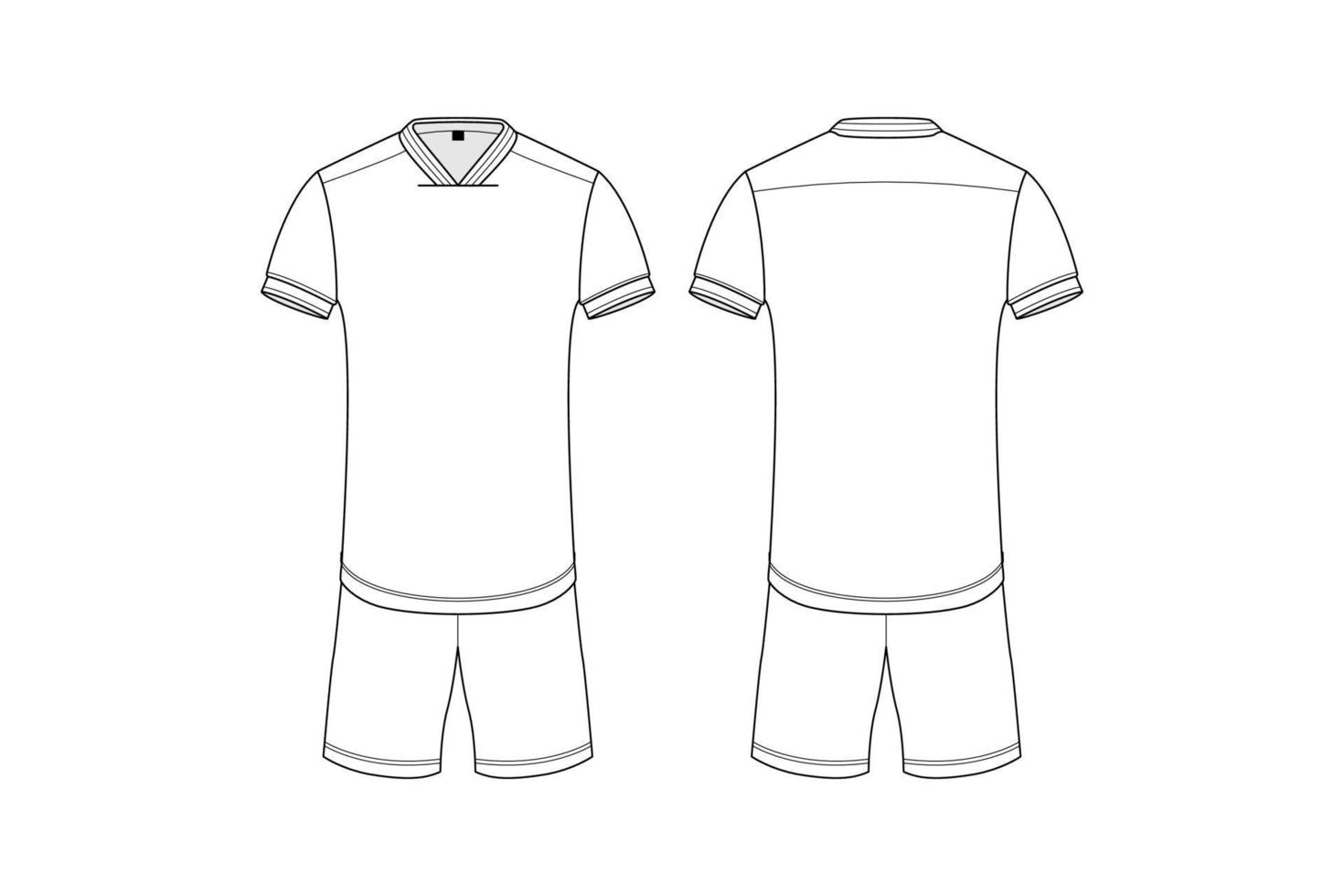 arte de línea de vector de maqueta de camiseta de fútbol
