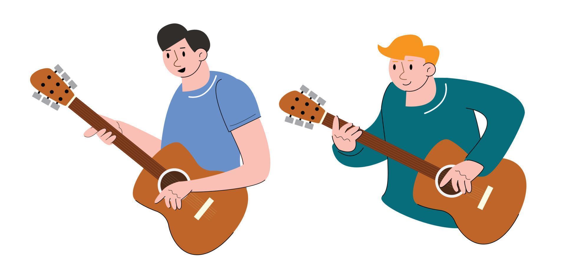 hobby character people playing guitar vector illustration