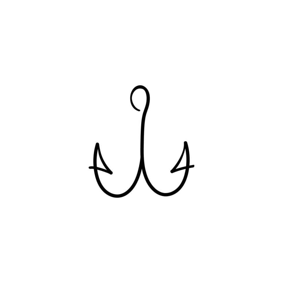 Fish Hook Line Style Icon Design vector