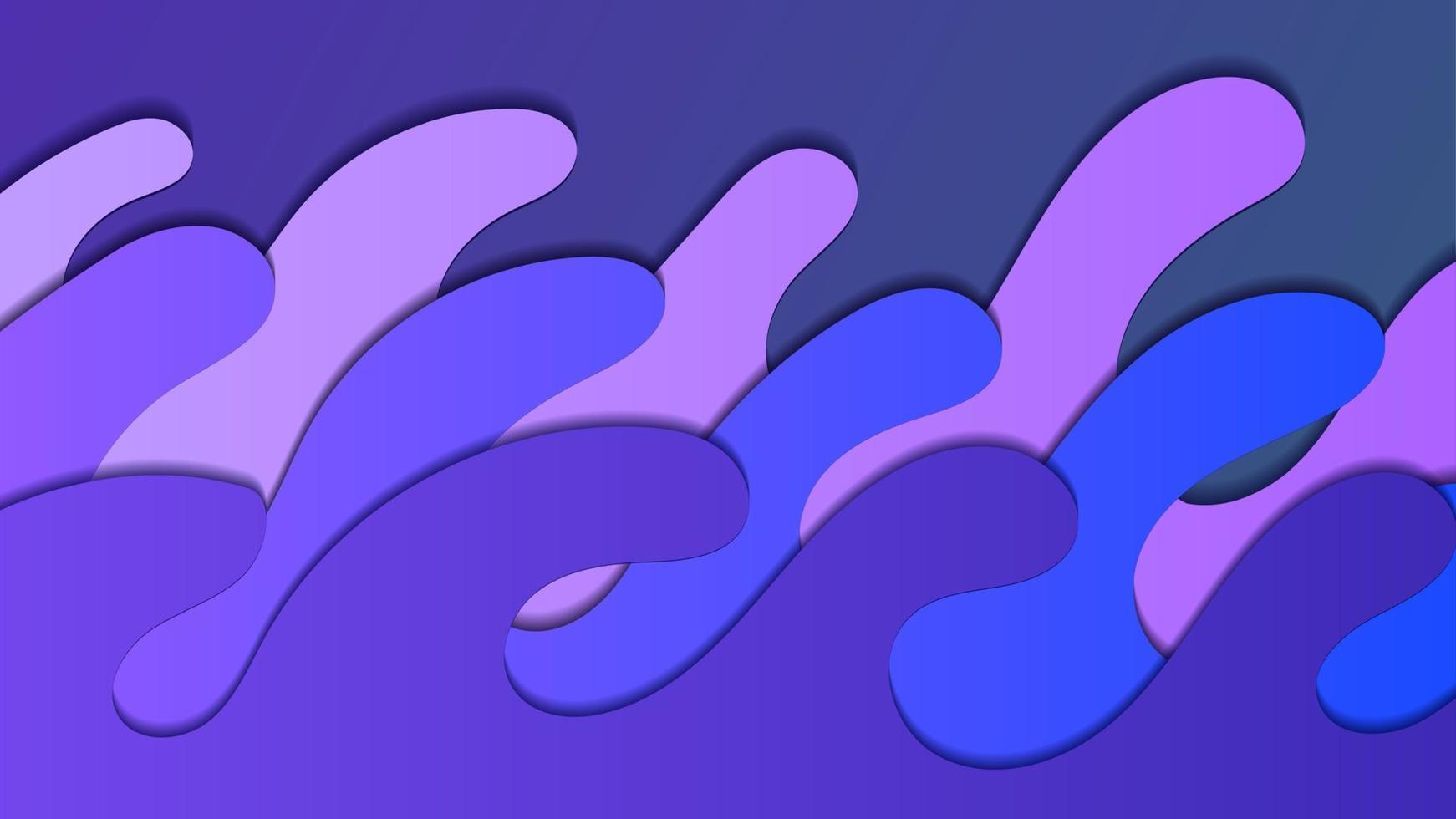 Modern 3d paper cut art template with abstract curve shapes, blue color. Eco design concept background for flyers, bunners, presentations and posters. Vector illustration