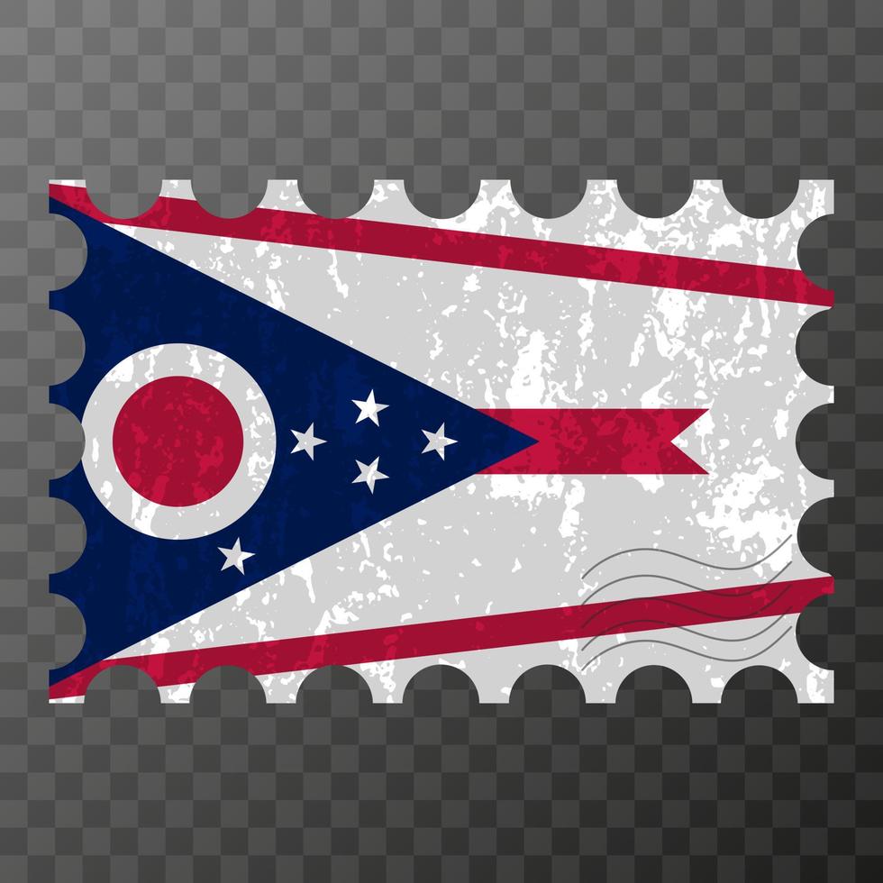 sello postal con la bandera grunge del estado de ohio. ilustración vectorial vector