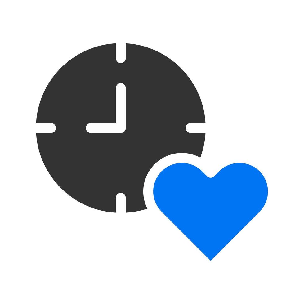 icono de reloj sólido azul gris estilo san valentín ilustración vector elemento y símbolo perfecto.