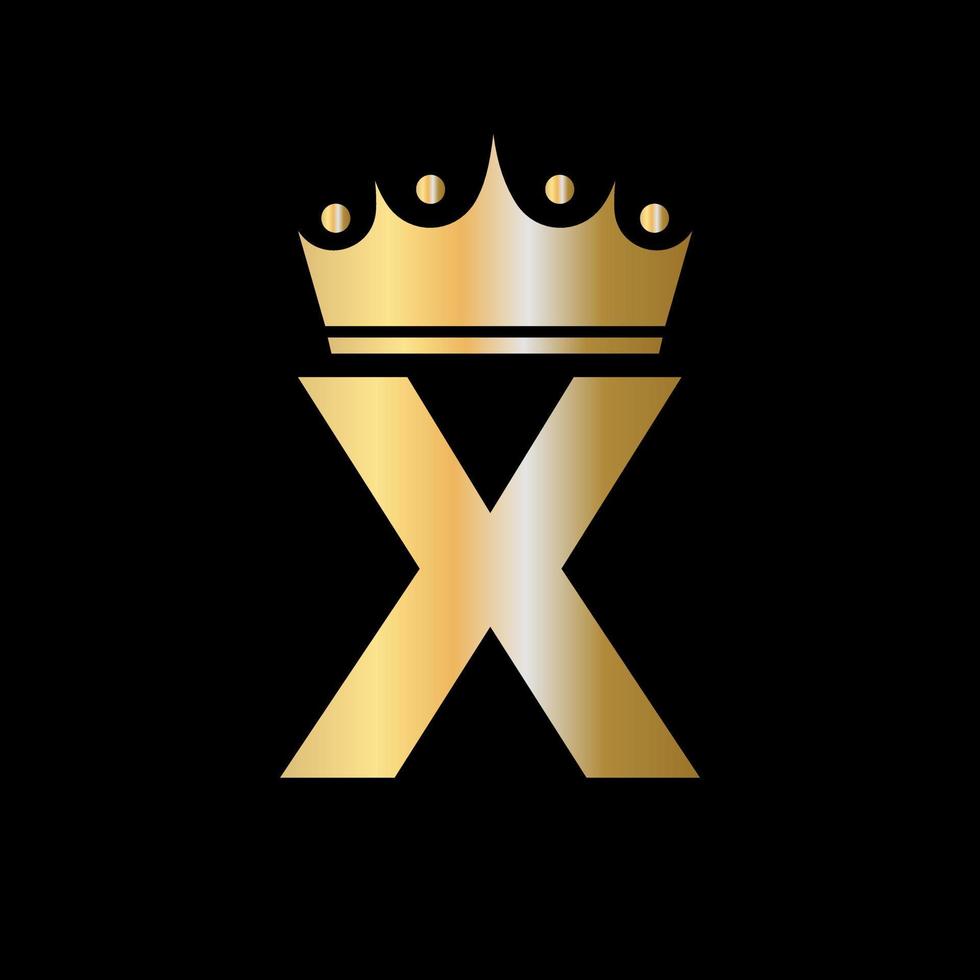 Letter X Charity Crown Logo Design With Unit Symbol Vector Template