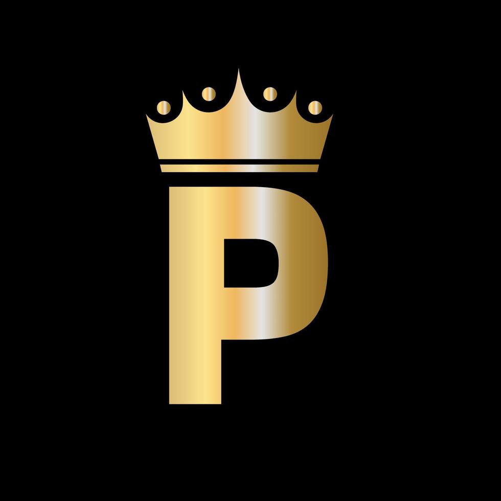 Letter P Charity Crown Logo Design With Unit Symbol Vector Template