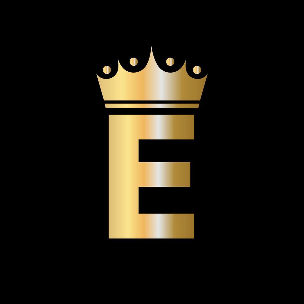 Letter E Charity Crown Logo Design With Unit Symbol Vector Template