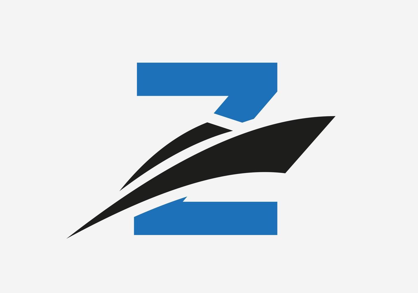 Letter Z Shipping Logo Sailboat Symbol. Nautical Ship Sailing Boat Icon vector