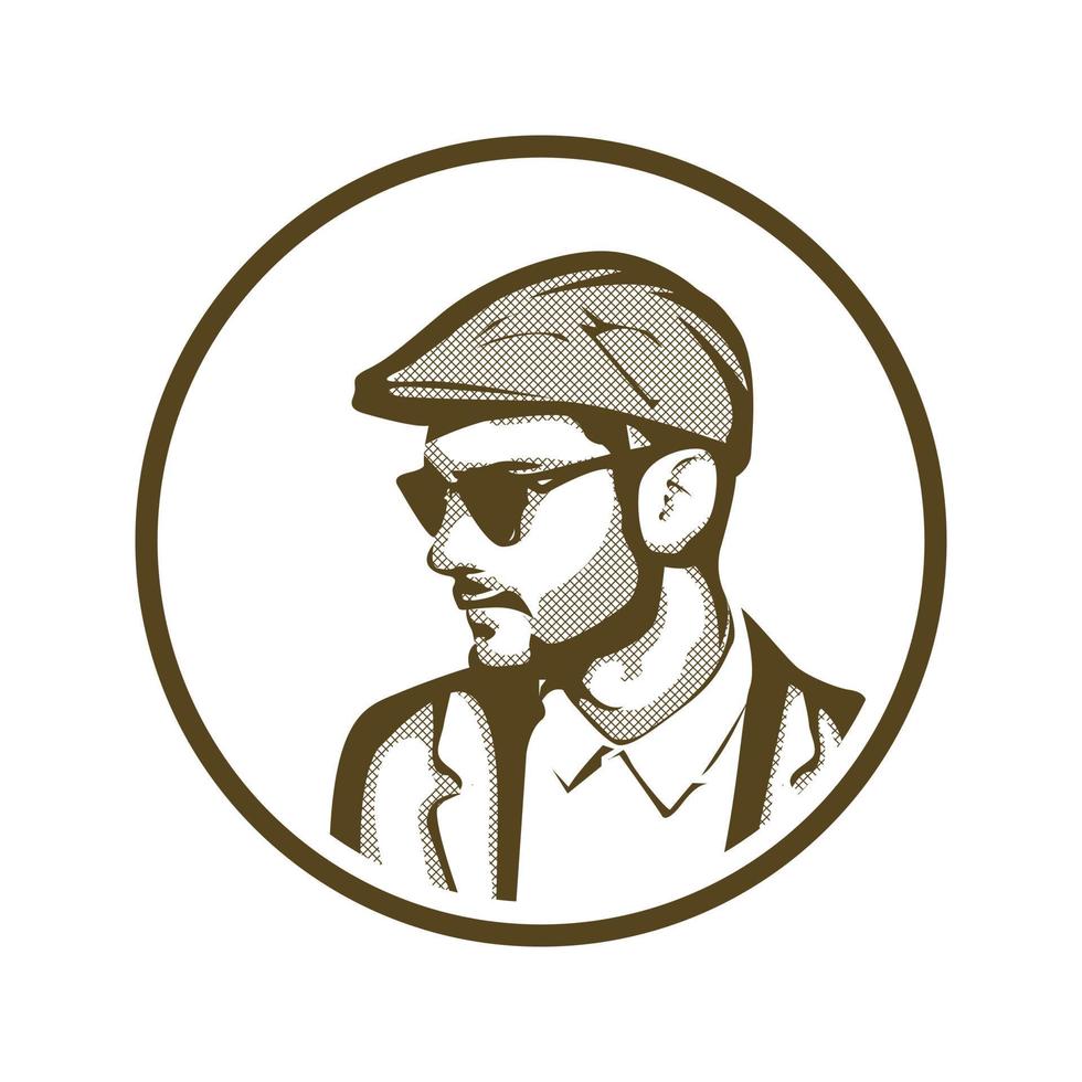 Masculine Man Wearing A Pet Hat Vector Logo