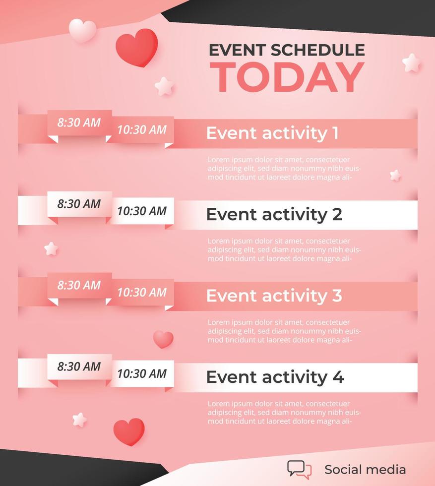 Today plan, Daily event schedule on white. vector