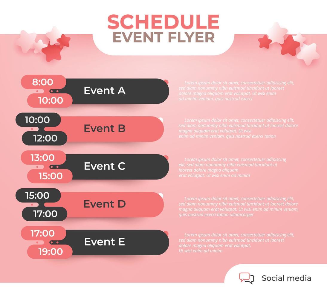 Daily event schedule flyer poster template. vector