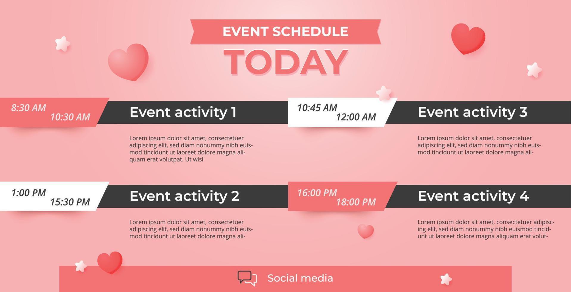 Today plan, Daily event schedule flyer poster template. vector