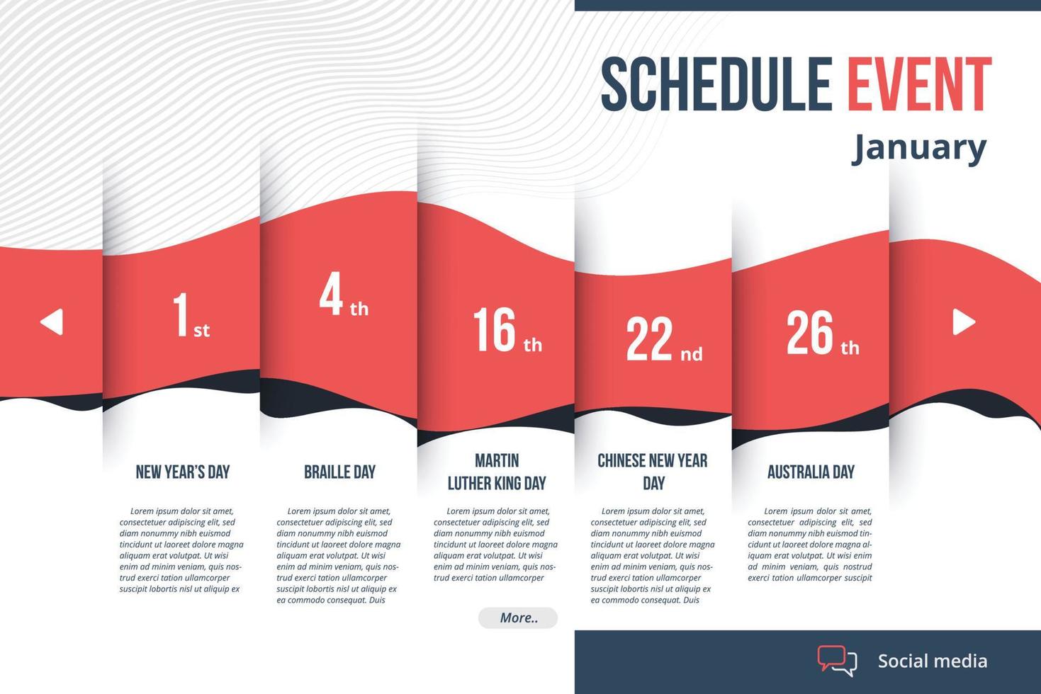 Upcoming daily event schedule flyer poster template. vector