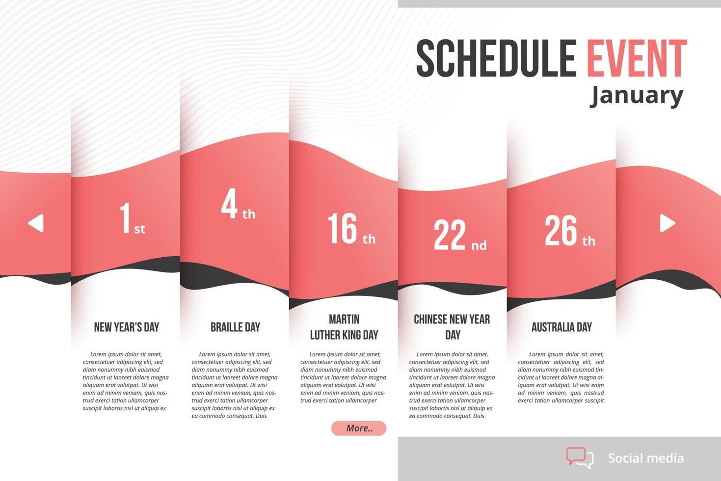 Upcoming daily event schedule flyer poster template. vector