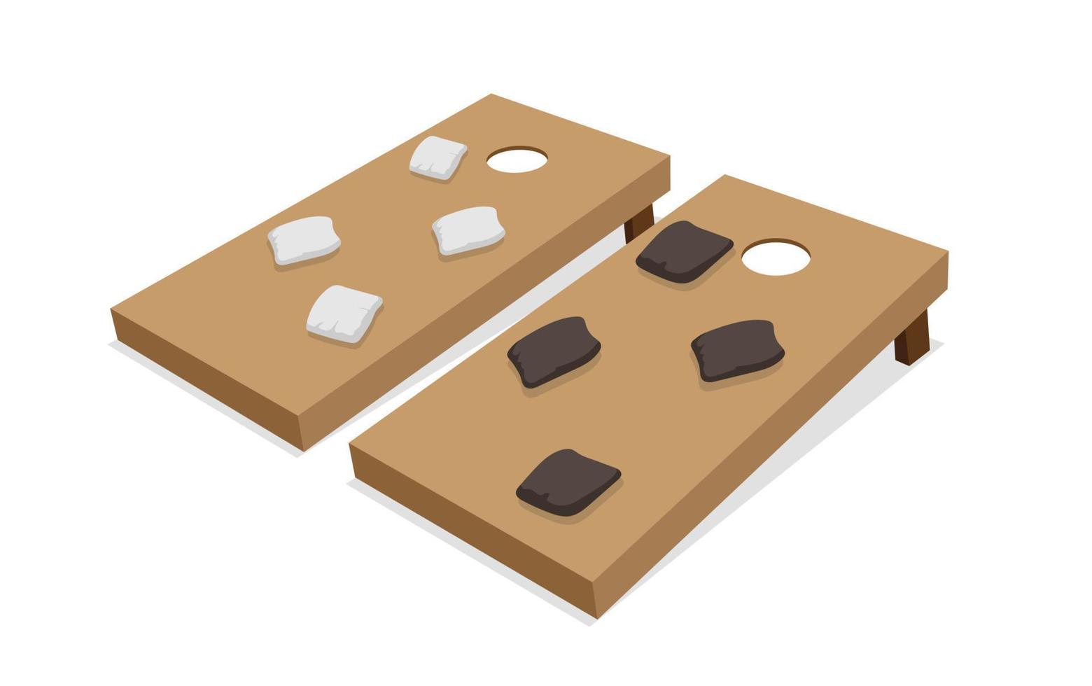 corn hole game with board and bag vector