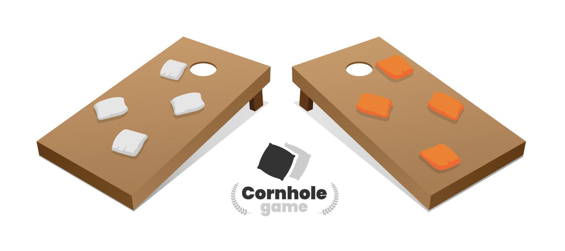 corn hole game with board and bag vector