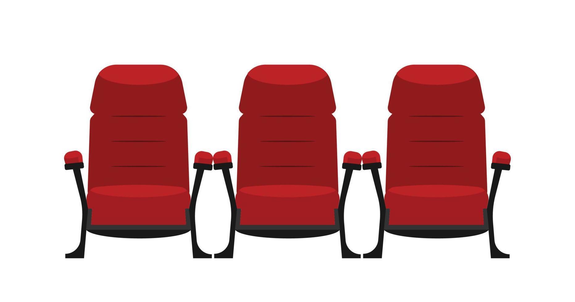 concepto de cine - vista frontal de la silla de cine roja vector