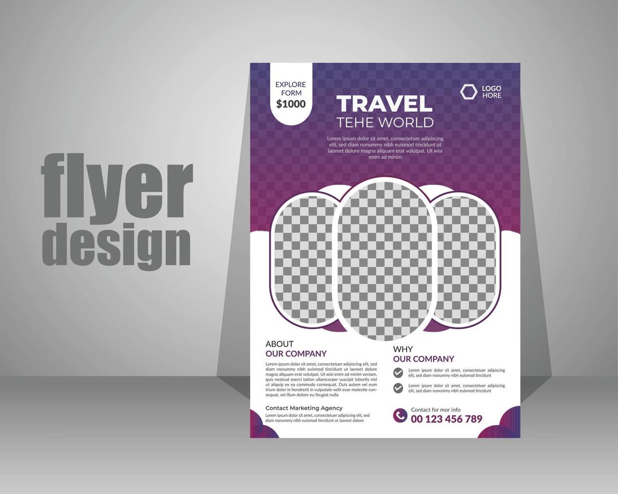 Modern travel flyer or poster design template. Free tour poster template set vector
