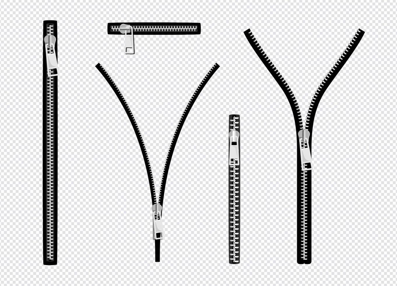 conjunto de cremallera realista aislado sobre fondo blanco vector