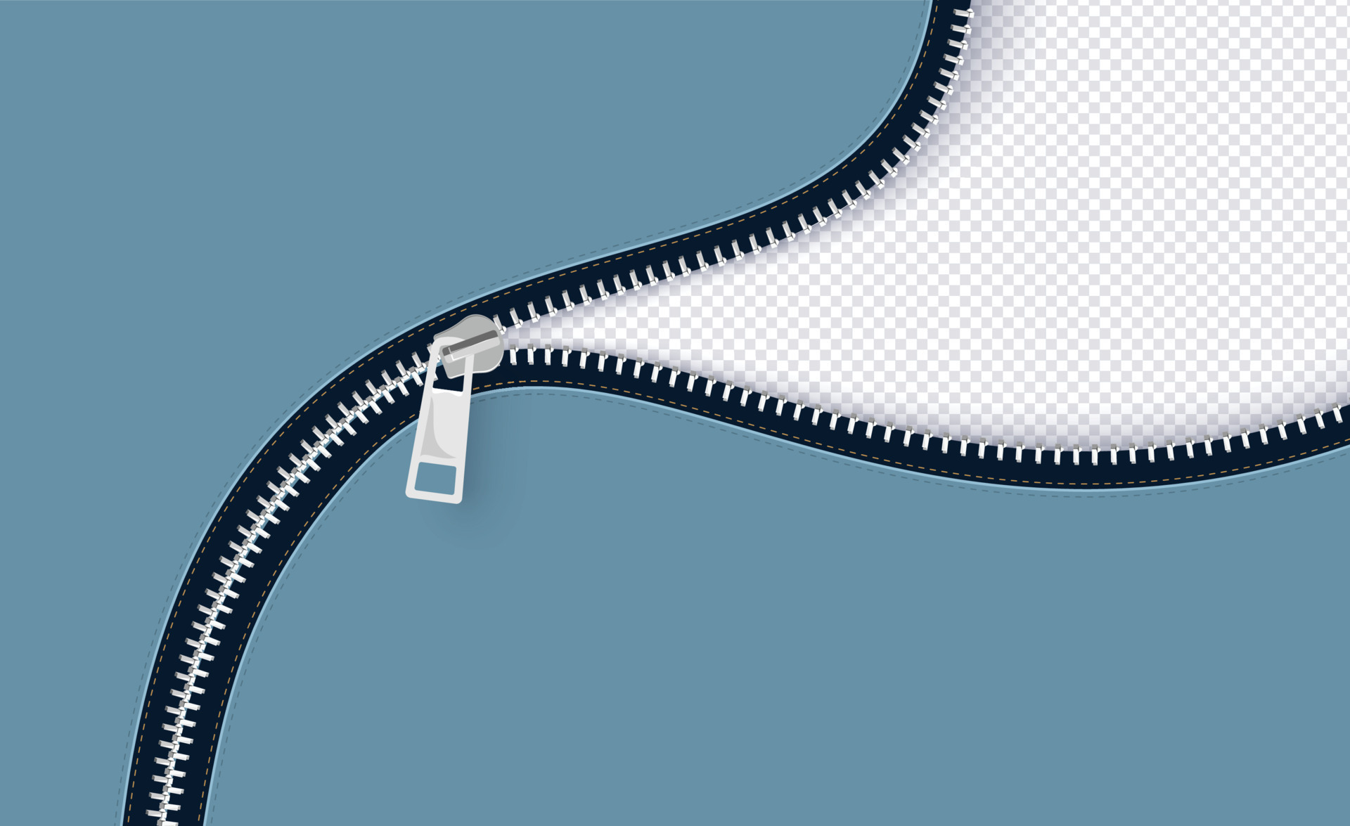 Open zipper with copy space. Background with place for text. Vector illustration. 19507713