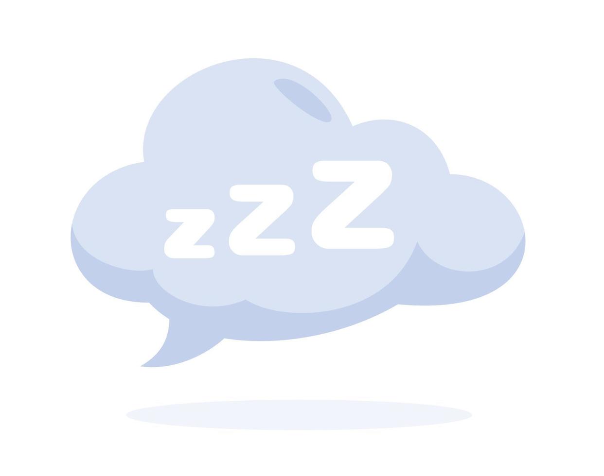 bocadillo de diálogo con zzz. dormir plano icono vector