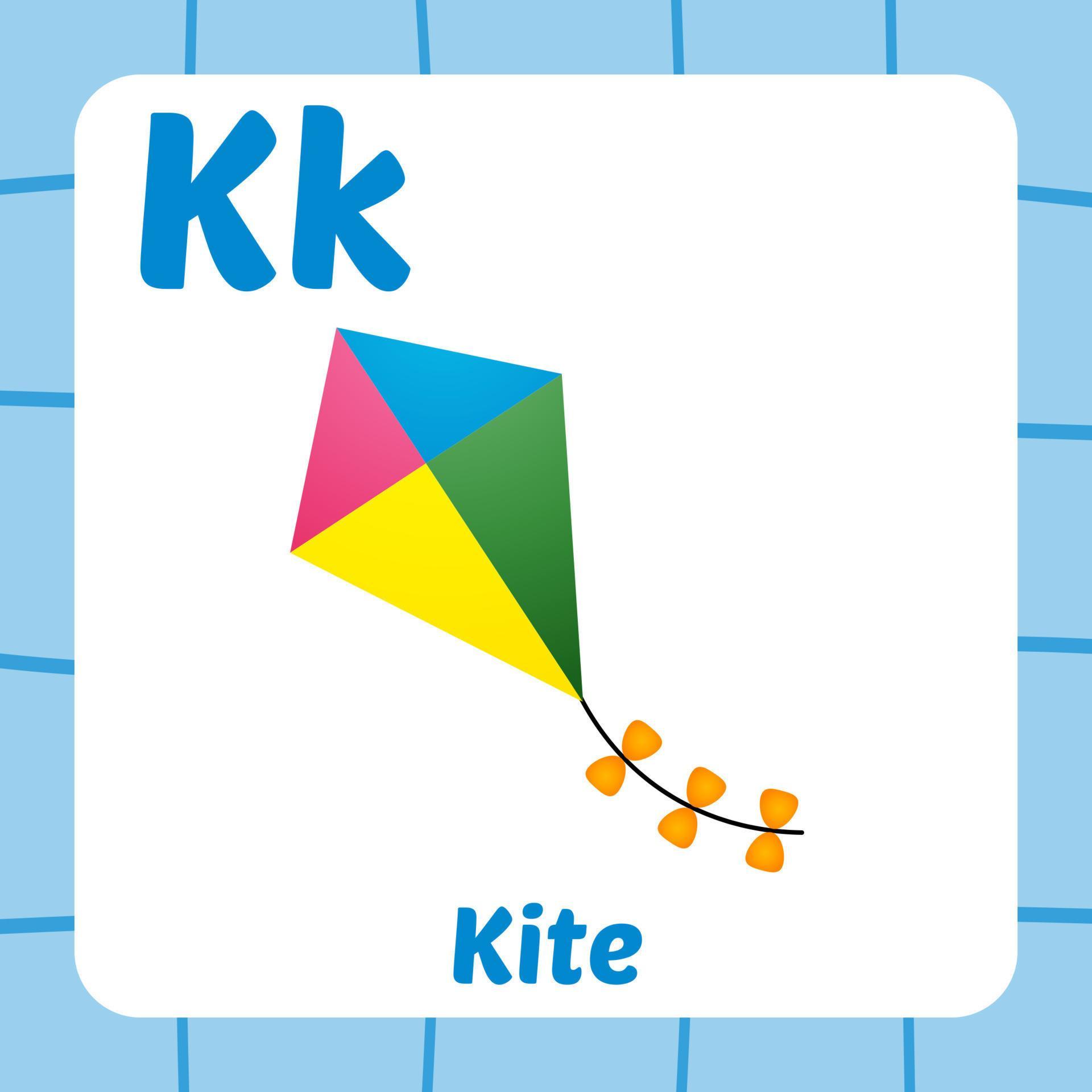 flashcard for kids, kite vector 19507791 Vector Art at Vecteezy
