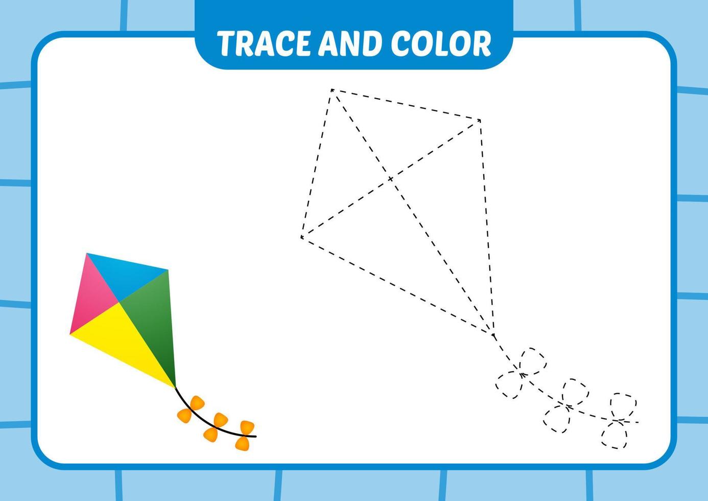 trace and color for kids, kite vector 19507793 Vector Art at Vecteezy