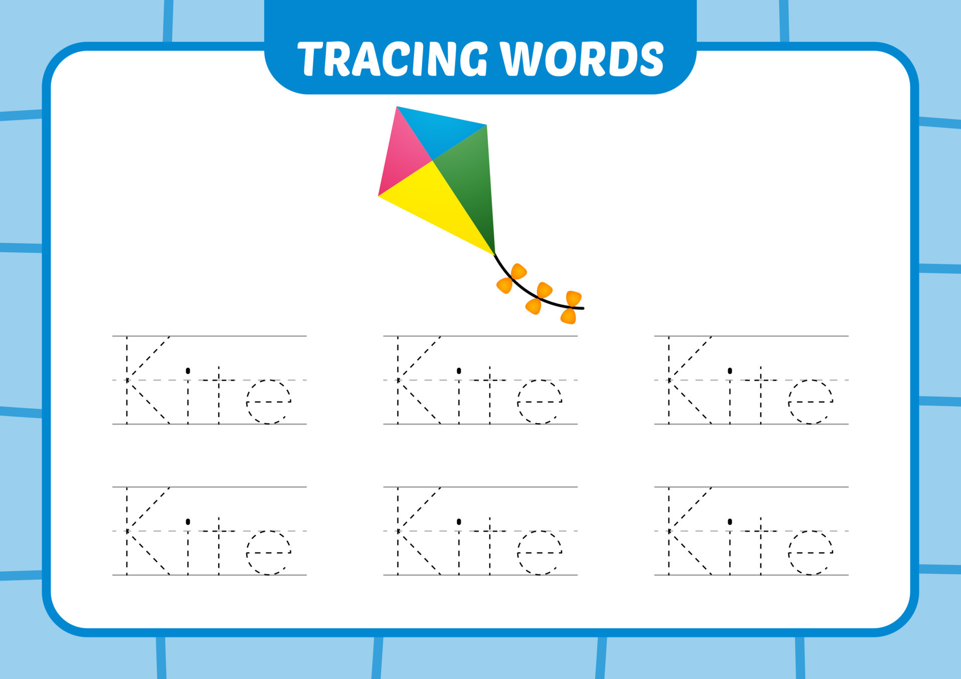 tracing words for kids, kite vector 19507799 Vector Art at Vecteezy