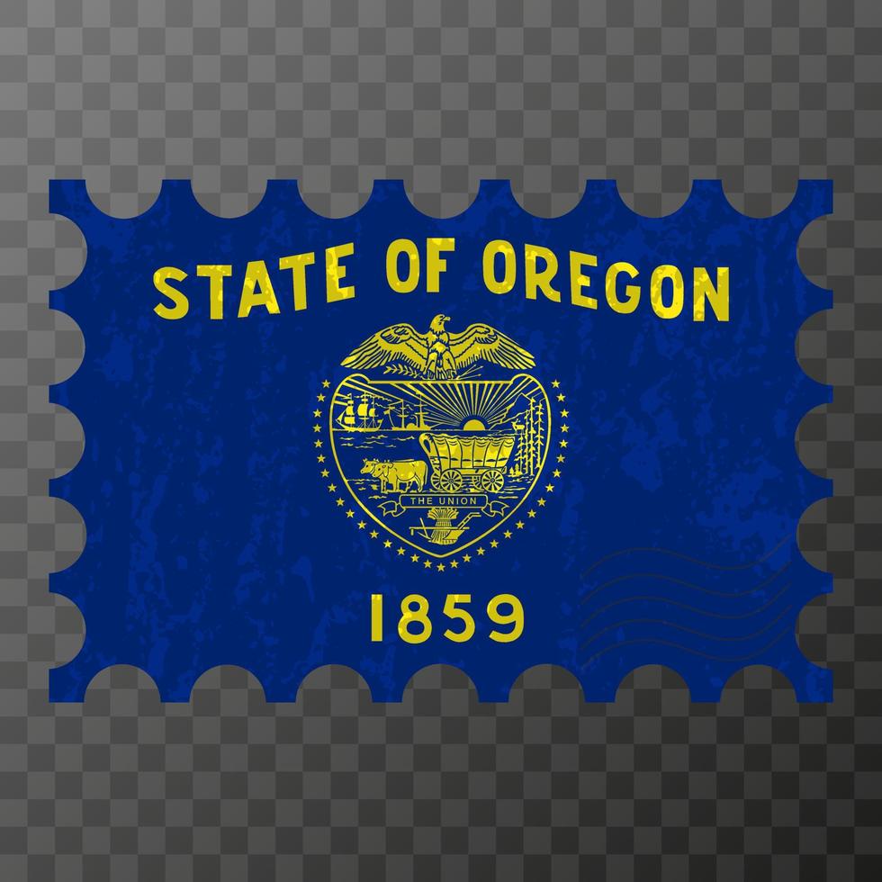 sello postal con la bandera grunge del estado de oregon. ilustración vectorial vector