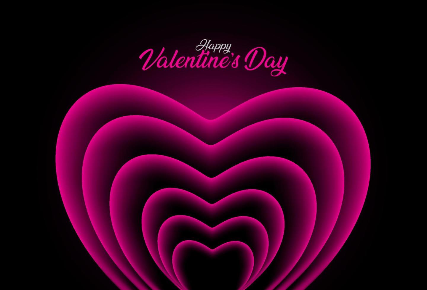 Valentine's card black and dark night background with pink heart shape vector