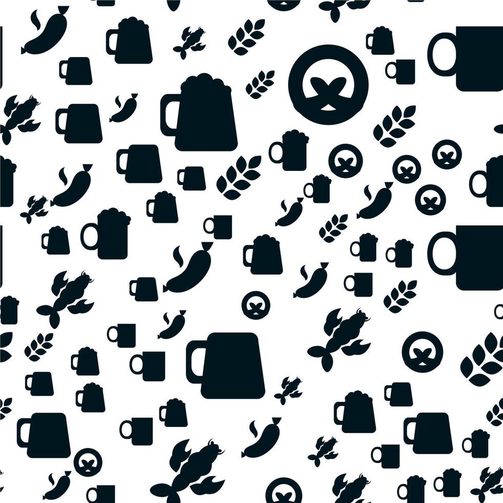 Oktoberfest Seamless Pattern With Drink and Food vector