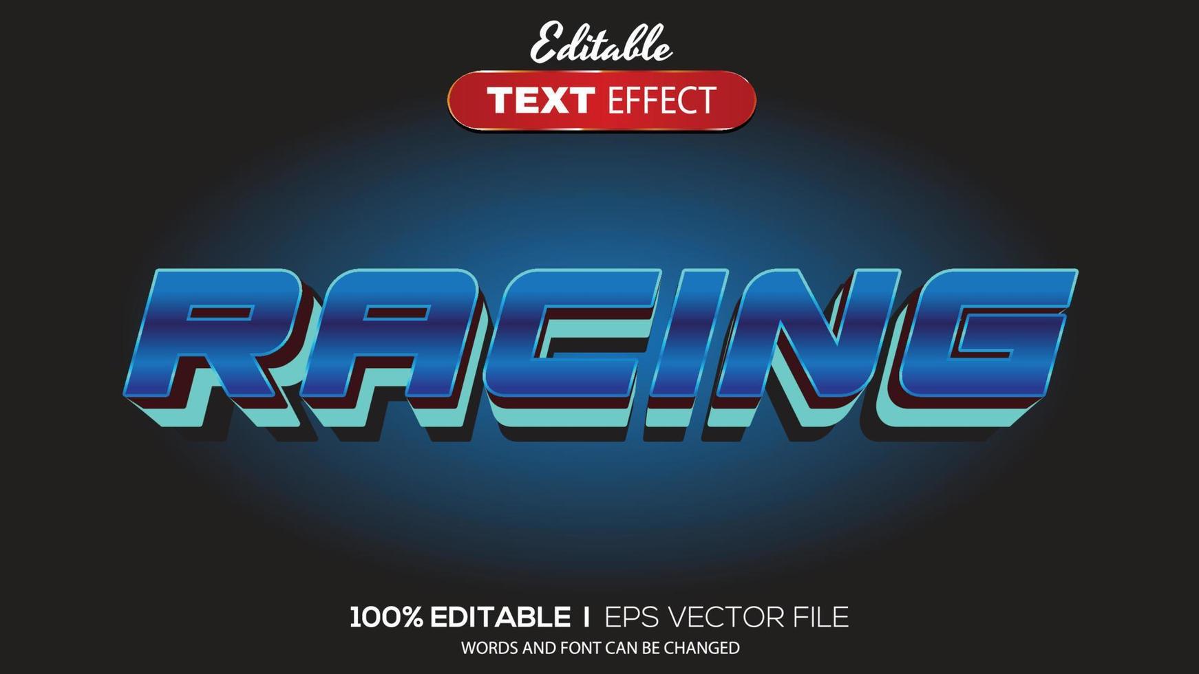 Tema de carreras de efecto de texto editable en 3d vector