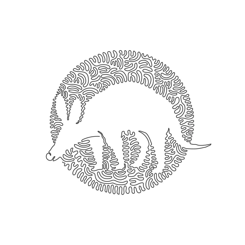 Continuous curve one line drawing of standing Aardvark abstract art in circle. Single line editable stroke vector illustration of skilled diggers aardvark for logo, wall decor, poster print art
