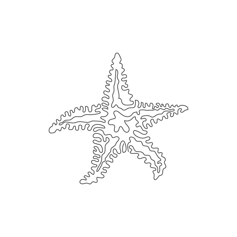 curva continua dibujo de una línea de la hermosa curva de estrellas de mar arte abstracto. ilustración de vector de trazo editable de una sola línea de estrellas de mar increíbles para logotipo, decoración de pared, cartel boho