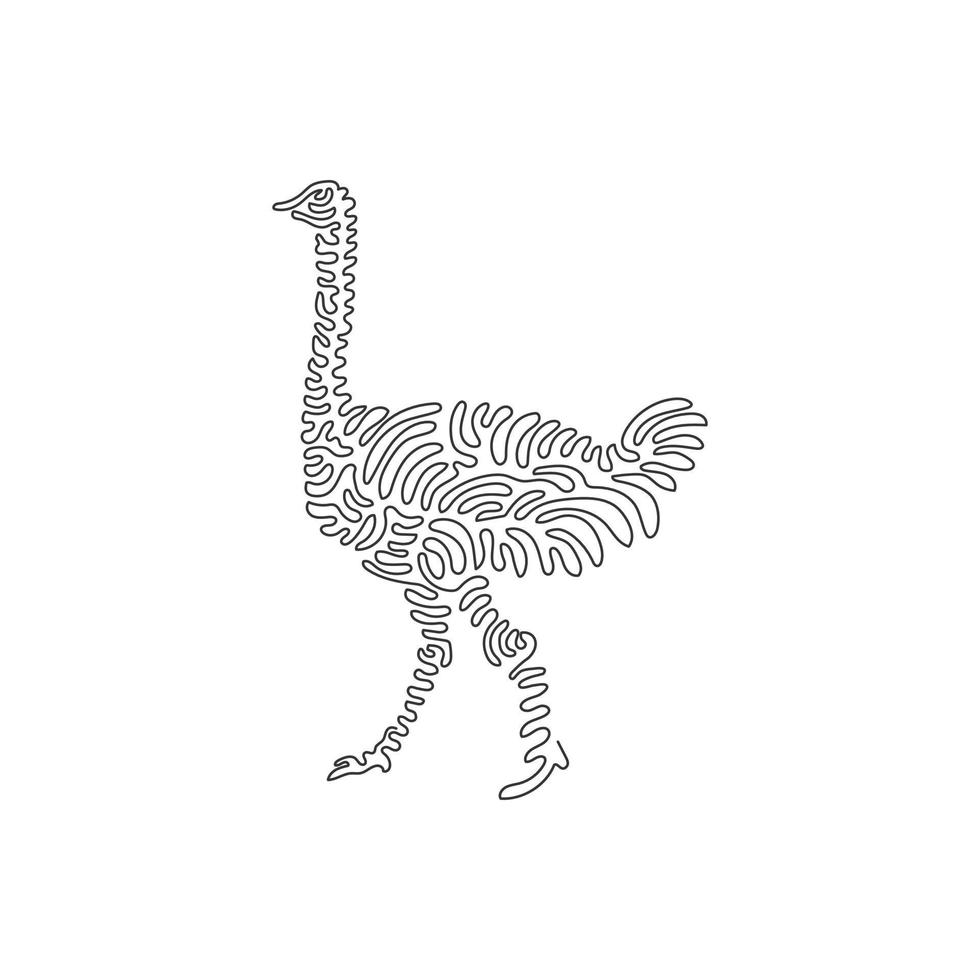 Single one line drawing abstract art of ostrich which small head. Continuous line draw graphic design vector illustration of ostrich largest bird for icon, symbol, company logo, poster wall decor