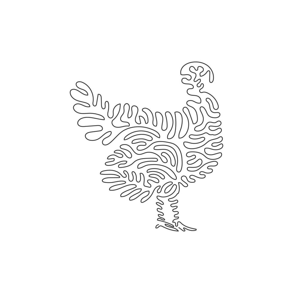 línea continua de un solo remolino dibujando un hermoso arte abstracto de pavo. dibujo de línea continua diseño gráfico ilustración vectorial estilo de pavo adorable para icono, signo, minimalismo decoración de pared moderna vector