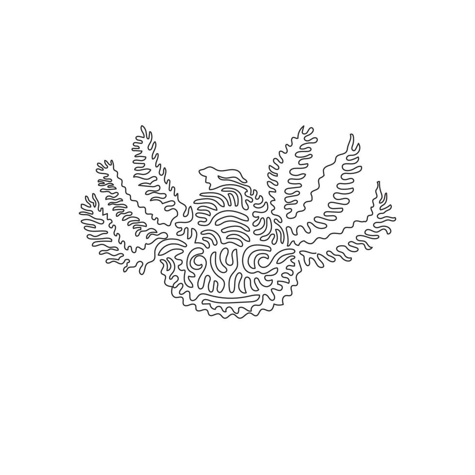 dibujo de línea continua de un solo remolino de arte abstracto lindo axolotl. dibujo de línea continua diseño gráfico estilo de ilustración vectorial de hermoso axolotl para icono, signo, minimalismo decoración de pared moderna vector