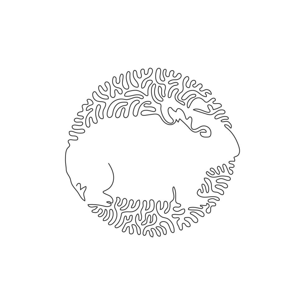 Single curly one line drawing of cute hamster abstract art. Continuous line draw graphic design vector illustration of adorable hamster for icon, symbol, company logo, poster wall decor