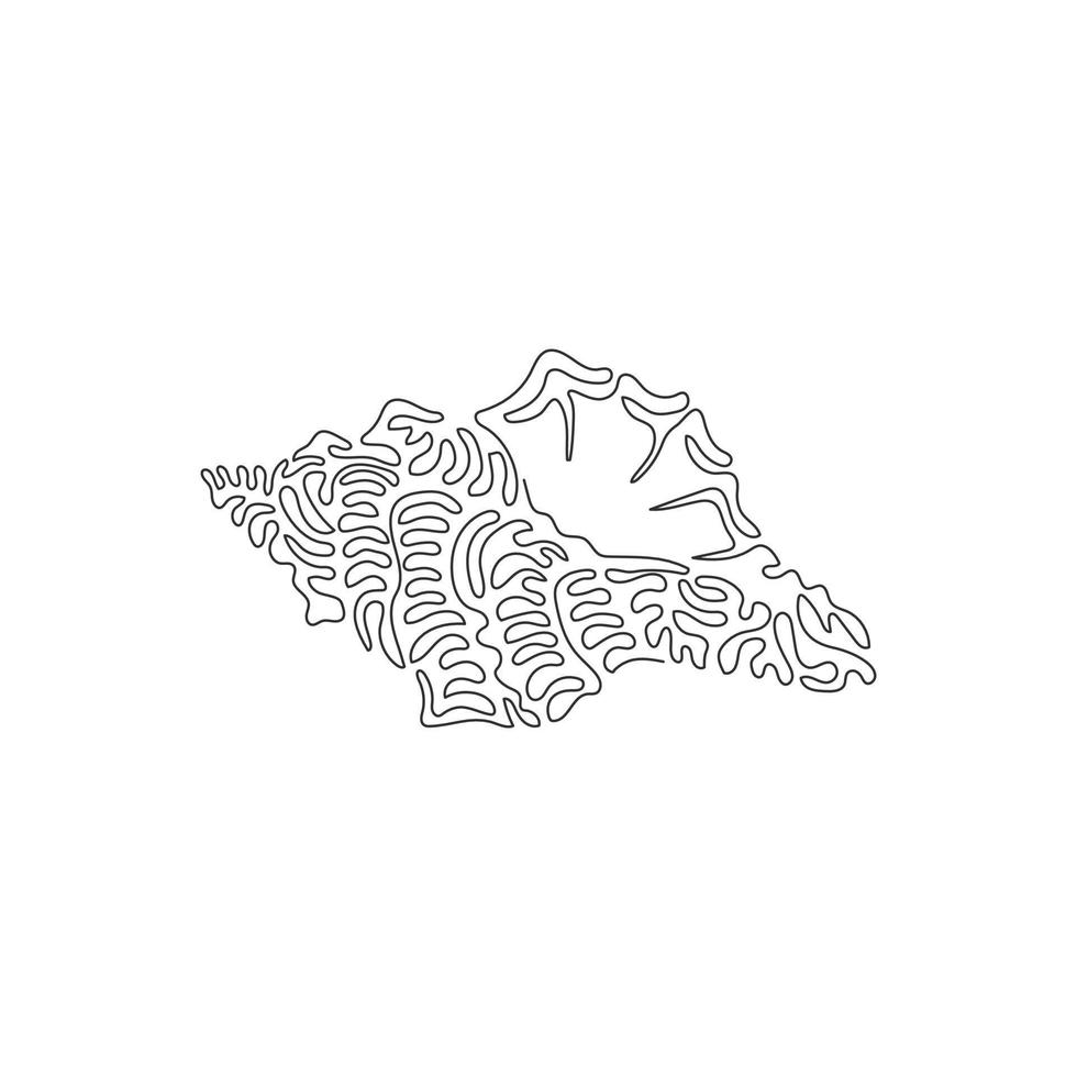 dibujo de una línea de curva continua de arte abstracto de concha marina pequeña. ilustración de vector de trazo editable de una sola línea de hermosa concha marina para logotipo, decoración de pared, decoración de impresión de póster
