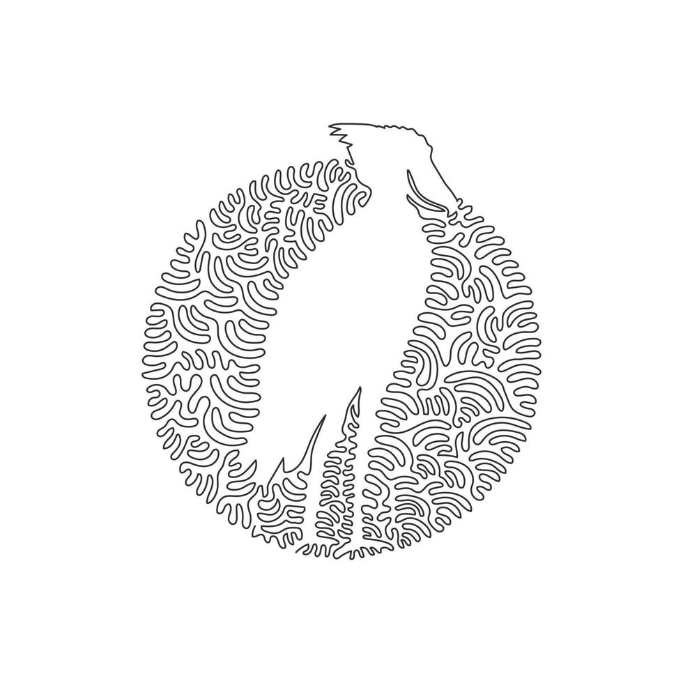 Continuous curve one line drawing of standing shoebill abstract art in circle. Single line editable stroke vector illustration of exotic shoebill for logo, wall decor, poster print decoration