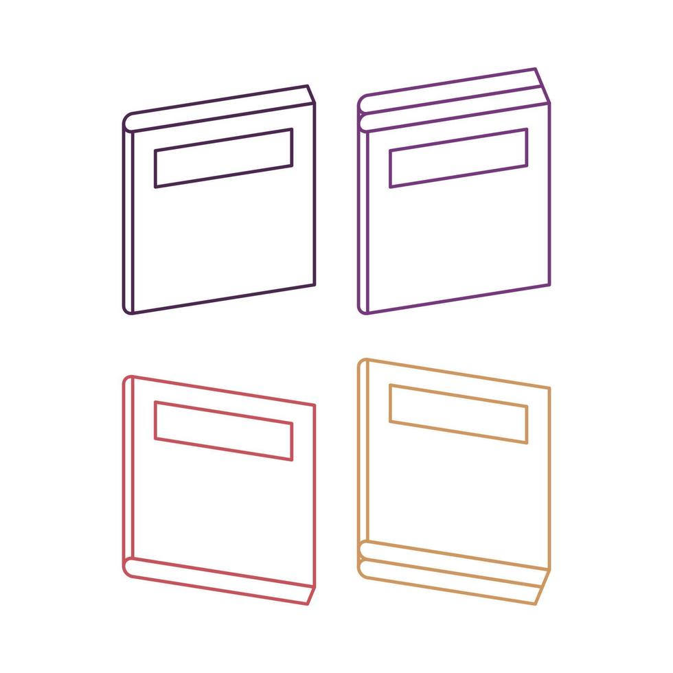 Books vector set icon with colorful outline design, white background.