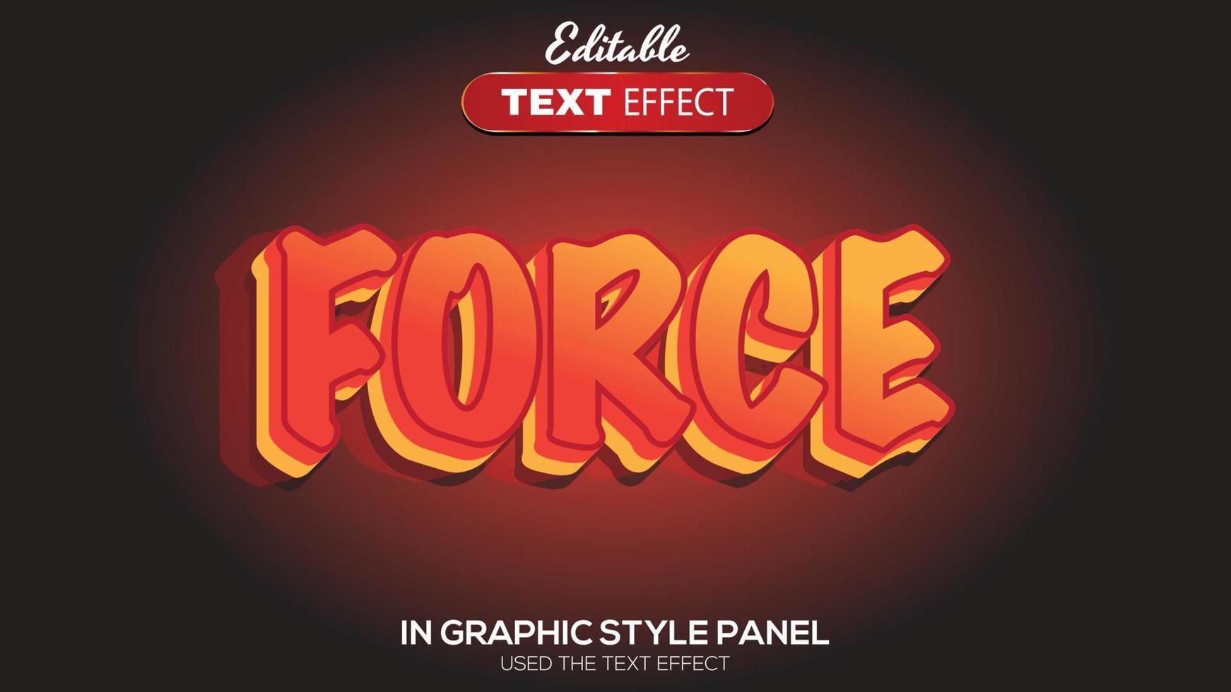 3D editable text effect force theme vector