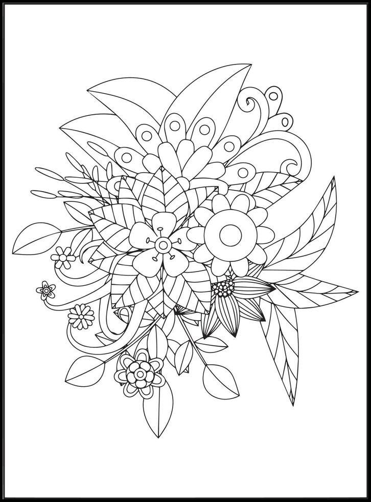 Doodles Flowers Coloring Pages vector