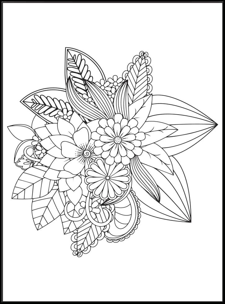 Doodles Flowers Coloring Pages vector
