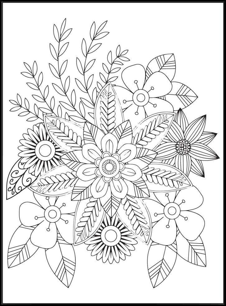 garabatos flores para colorear vector