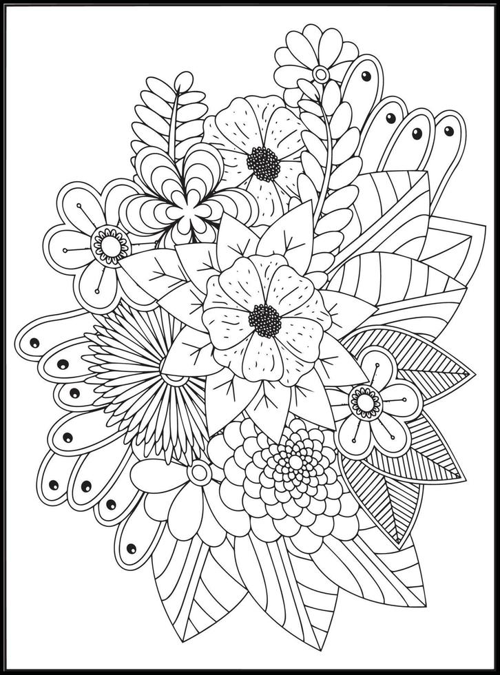 garabatos flores para colorear vector